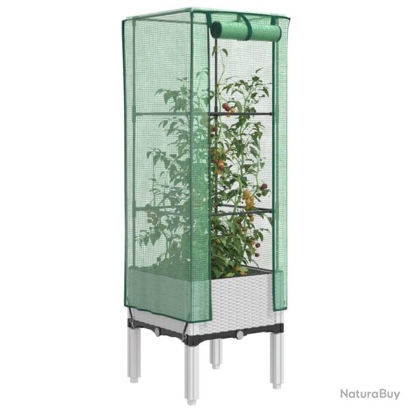 Jardini�re sur�lev�e avec housse aspect rotin 40x40x140 cm