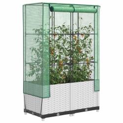 Jardini&egrave;re sur&eacute;lev&eacute;e avec housse aspect rotin 80x40x138 cm