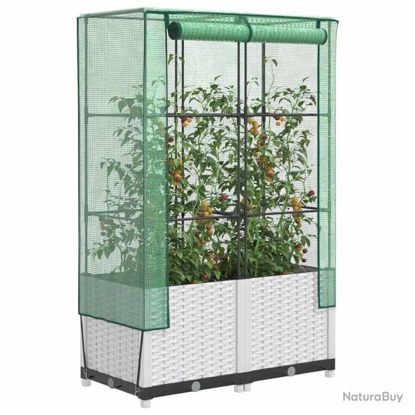 Jardini�re sur�lev�e avec housse aspect rotin 80x40x138 cm