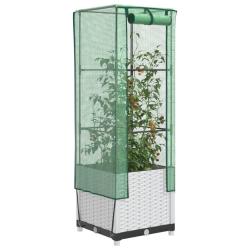 Jardini&egrave;re sur&eacute;lev&eacute;e avec housse aspect rotin 40x40x139 cm