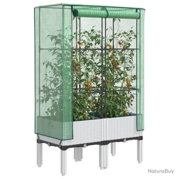 Jardini�re sur�lev�e avec housse aspect rotin 80x40x140 cm