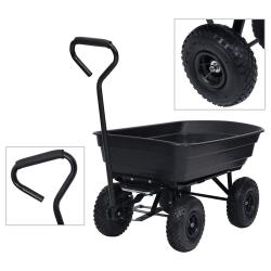 Chariot &agrave; main &agrave; bascule de jardin 300 kg 75 L Noir