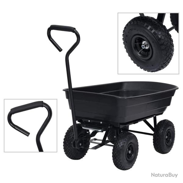 Chariot � main � bascule de jardin 300 kg 75 L Noir