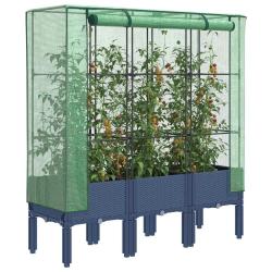 Jardini&egrave;re sur&eacute;lev&eacute;e avec housse aspect rotin 120x40x140 cm