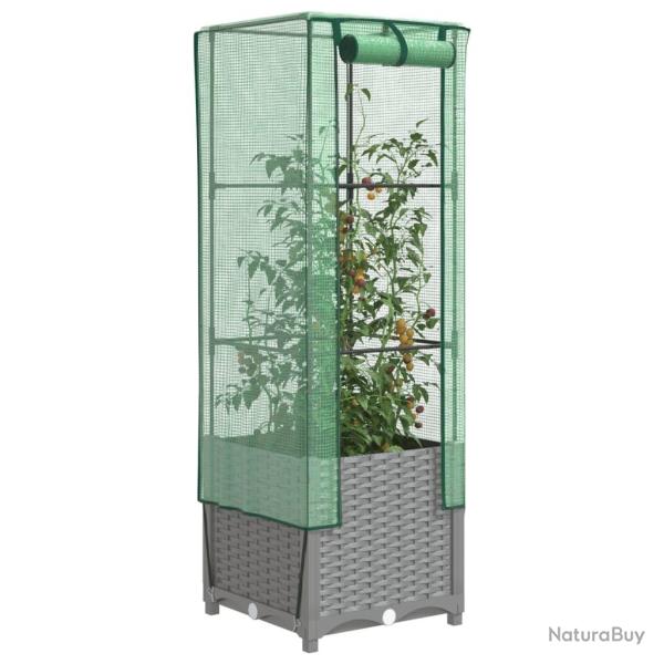 Jardini�re sur�lev�e avec housse aspect rotin 40x40x139 cm