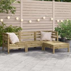Canap&eacute; de jardin 3 places avec repose-pieds bois pin impr&eacute;gn&eacute;