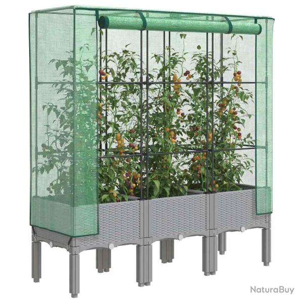 Jardini�re sur�lev�e avec housse aspect rotin 120x40x140 cm