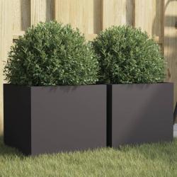 Jardini&egrave;res 2 pcs noir 32x30x29 cm acier