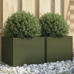 Jardini&egrave;res 2 pcs vert olive 32x30x29 cm acier