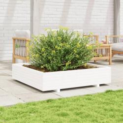 Jardini&egrave;re blanc 110x110x26,5 cm bois de pin massif