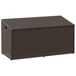 Bo&icirc;te de rangement de jardin marron 110x50x58 cm r&eacute;sine tress&eacute;e