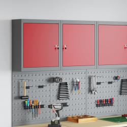 Armoire &agrave; outils avec &eacute;tag&egrave;re Rouge et Gris 50 x 20 x 55 cm