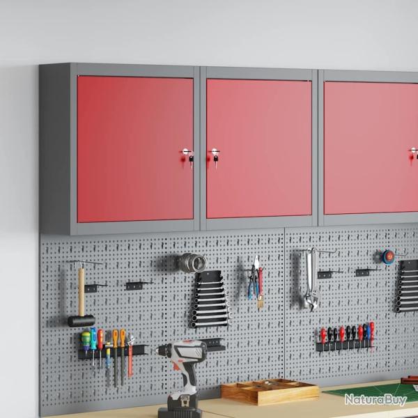 Armoire � outils avec �tag�re Rouge et Gris 50 x 20 x 55 cm