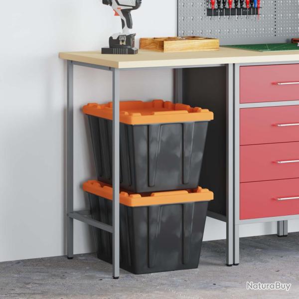 Table d'angle Gris 55 x 55 x 85 cm Acier et bois lamin�