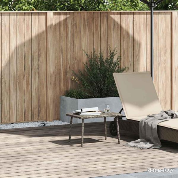 Table basse de jardin rectangulaire gris 60x40x37 cm rotin