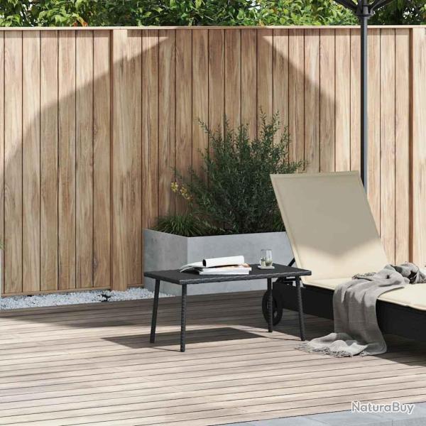 Table basse de jardin rectangulaire noir 80x40x37 cm rotin