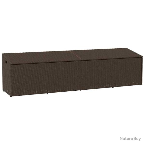 Bo�te de rangement de jardin marron 220x50x58 cm r�sine tress�e