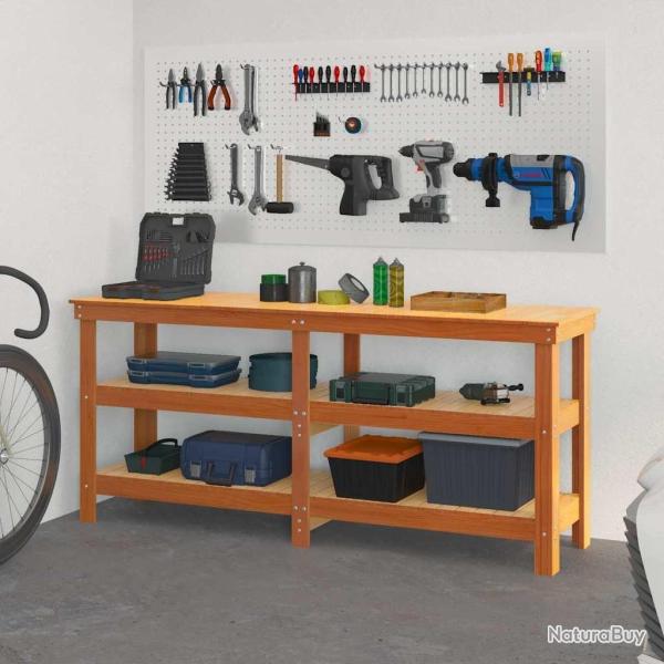 �tabli avec �tag�re Brun cire 181,5 x 50 x 80 cm Pin massif