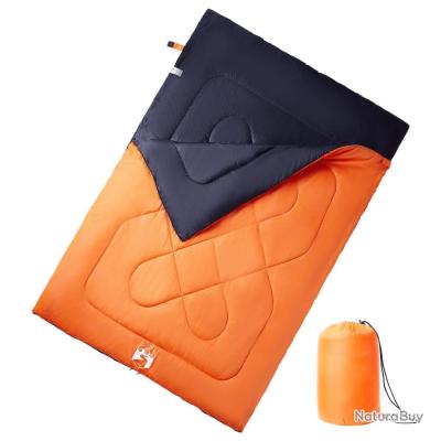Sac De Couchage 3 Saisons XXL Flanelle Avec Oreiller - Chaud, Imperméable Et Confortable BISINNA