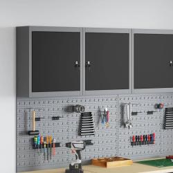 Armoire &agrave; outils avec &eacute;tag&egrave;re Noir et gris 50 x 20 x 55 cm