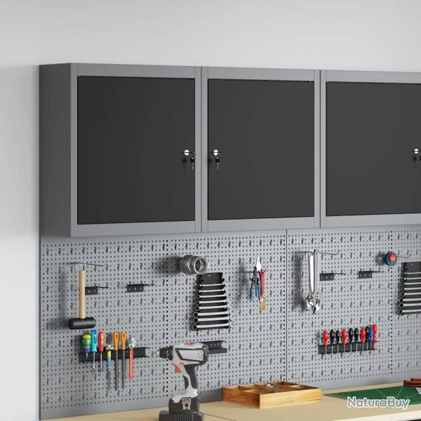 Armoire � outils avec �tag�re Noir et gris 50 x 20 x 55 cm
