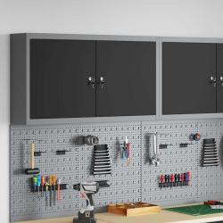 Armoire &agrave; outils avec &eacute;tag&egrave;re Noir et gris 100 x 20 x 55 cm