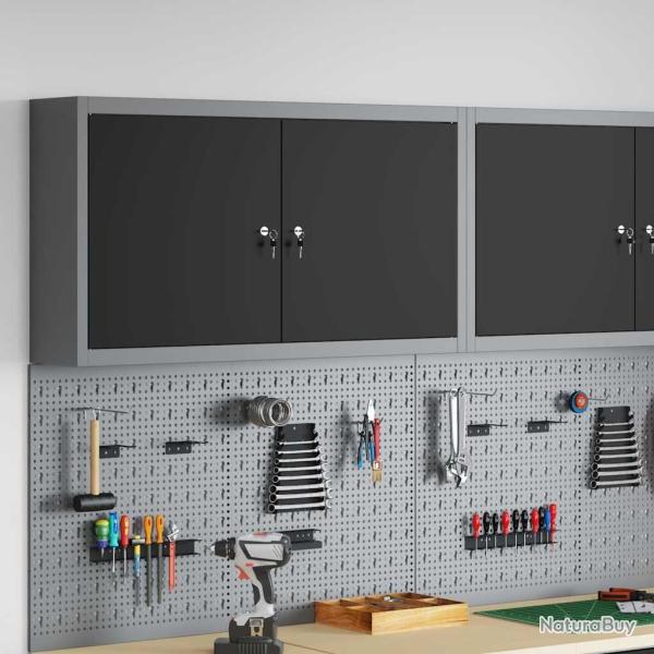 Armoire � outils avec �tag�re Noir et gris 100 x 20 x 55 cm