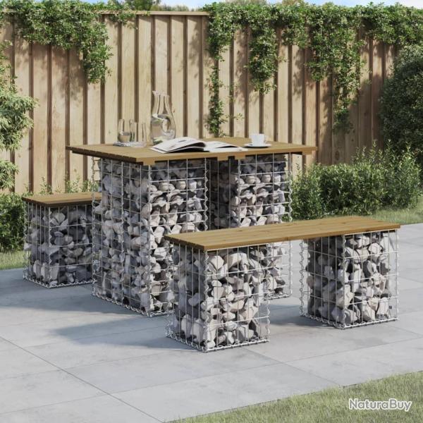 Table de jardin Gabion Design 100x70x72 cm Bois de pin impr�gn�