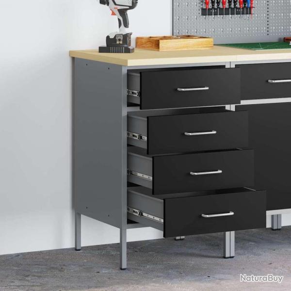 �tabli Noir et gris 50 x 55 x 85 cm Bois d'ing�nierie et acier