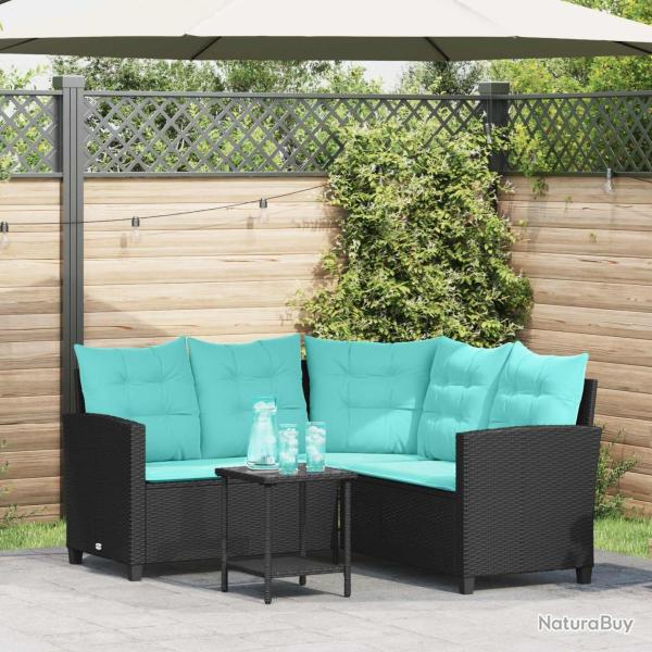 Canap� de jardin 2 pcs Noir et turquoise Poly rotin