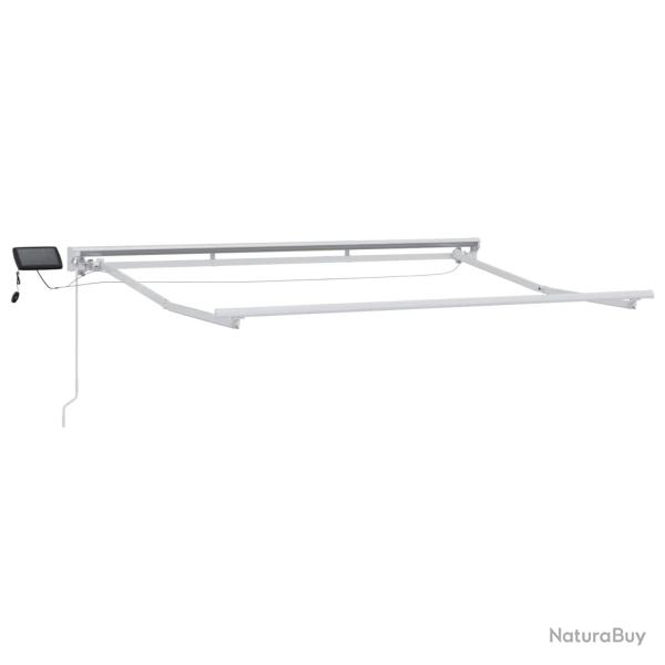 Cadre de store manuel avec LEDs Blanc 3,5 x 2,5 m Aluminium
