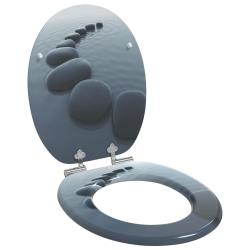 Si&egrave;ge de toilette &agrave; fermeture douce Gris 44 x 38 cm Panneau MDF