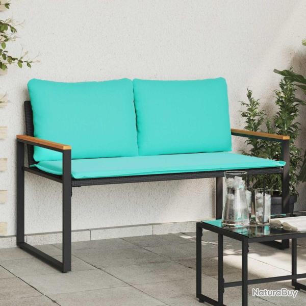 banc avec coussin Noir et turquoise 115 x 65 x 72 cm Rotin