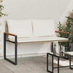 banc avec coussin Beige et blanc cr&egrave;me 115 x 65 x 72 cm Rotin
