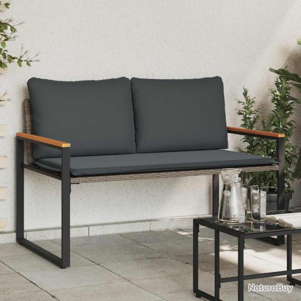 banc avec coussin Gris et Gris fonc� 115 x 65 x 72 cm Rotin