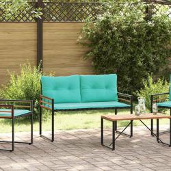 Banc &agrave; couches en bois avec coussin Turquoise 114 x 55 x 77 cm