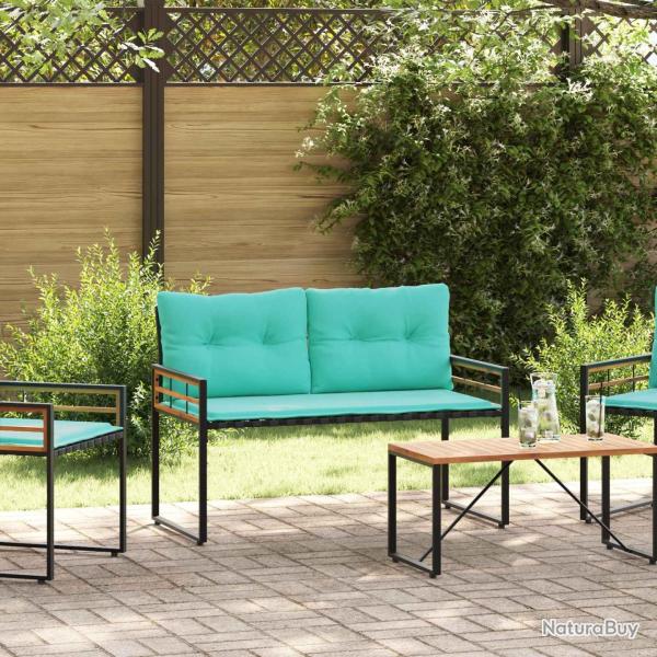 Banc � couches en bois avec coussin Turquoise 114 x 55 x 77 cm