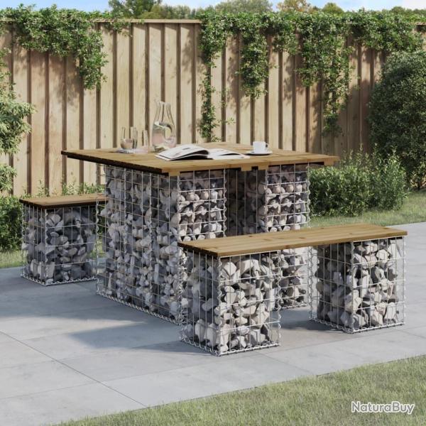 Table de jardin Gabion Design 100x102x72 cm Bois de pin impr�gn�