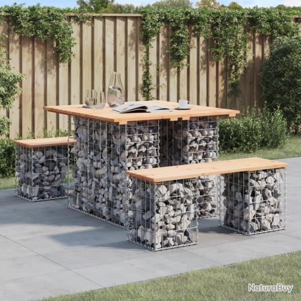 Table de jardin Gabion Design 100x102x72 cm Bois massif Pin
