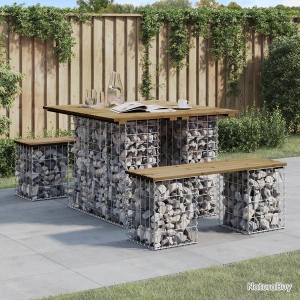 Table de jardin Gabion Design 100x102x72 cm Bois de pin impr�gn�