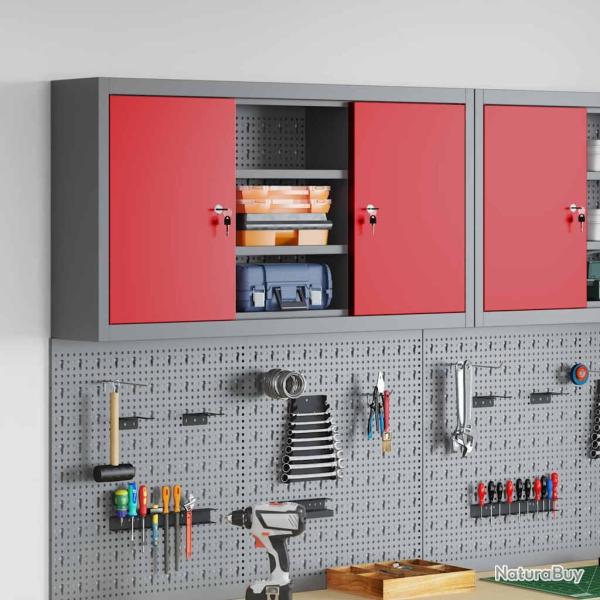 Armoire � outils avec �tag�re Rouge et Gris 100 x 20 x 55 cm