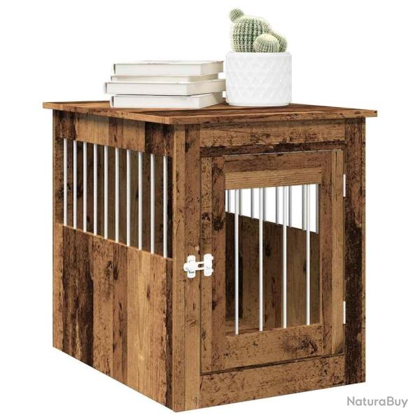 Meuble de cage chiens vieux bois 55x75x65 cm bois d'ing�nierie