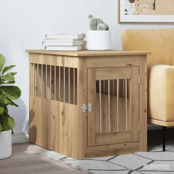 Meuble de cage pour chiens ch�ne artisanal 55x75x65 cm