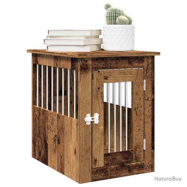 Meuble de cage chien vieux bois 45x62x59 cm bois d'ing�nierie