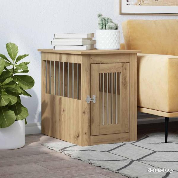 Meuble de cage pour chiens ch�ne artisanal 45x62x59 cm