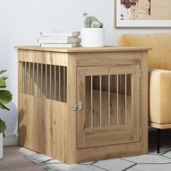 Meuble de cage pour chiens ch&ecirc;ne artisanal 64,5x80x71 cm