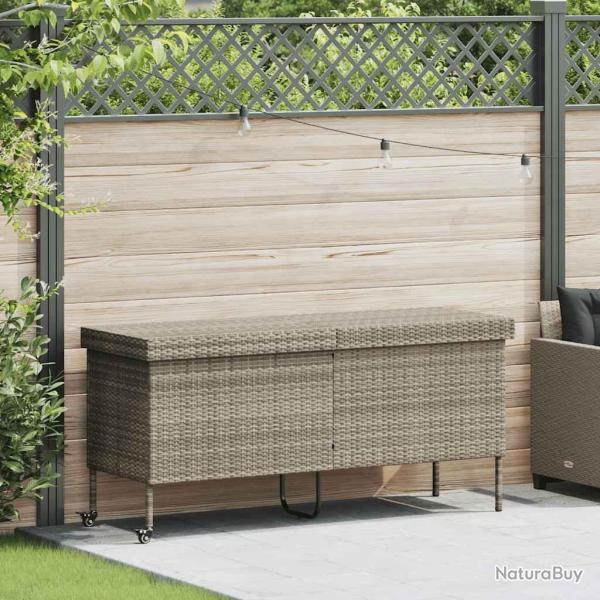 Bo�te de rangement de jardin et roues gris clair r�sine tress�e