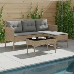 Ensemble de canap&eacute; de jardin avec coussin 2 pcs polyrotin