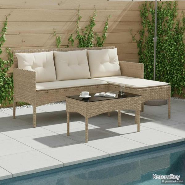 Ensemble de canap� de jardin avec coussin 2 pcs polyrotin