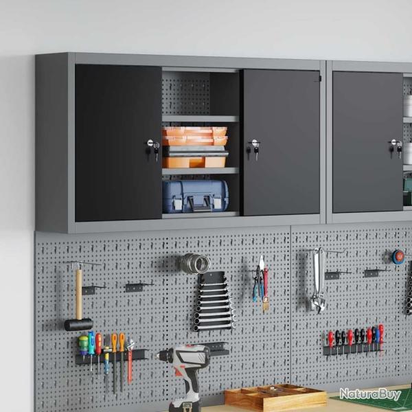 Armoire � outils avec �tag�re Noir et gris 100 x 20 x 55 cm